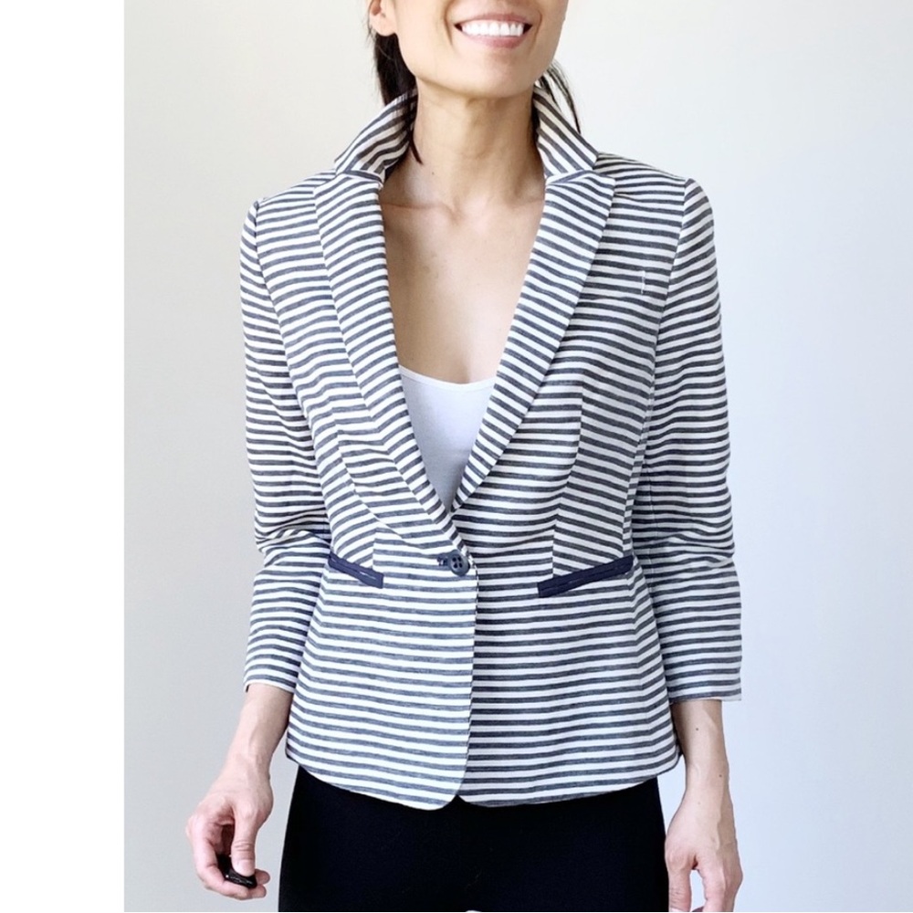 THE LIMITED 3/4 SLEEVE STRIPED BLAZER